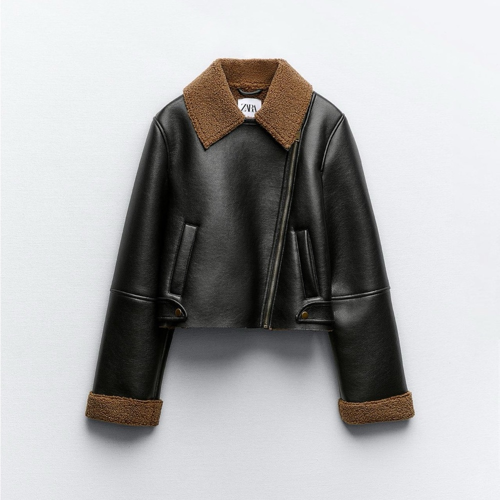 Faux Shearling Lined Biker Jacket